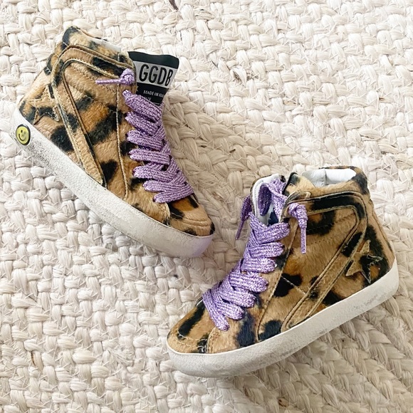 Golden Goose Other - New Golden Goose Baby Girls Leopard Calf Hair High Top Sneakers